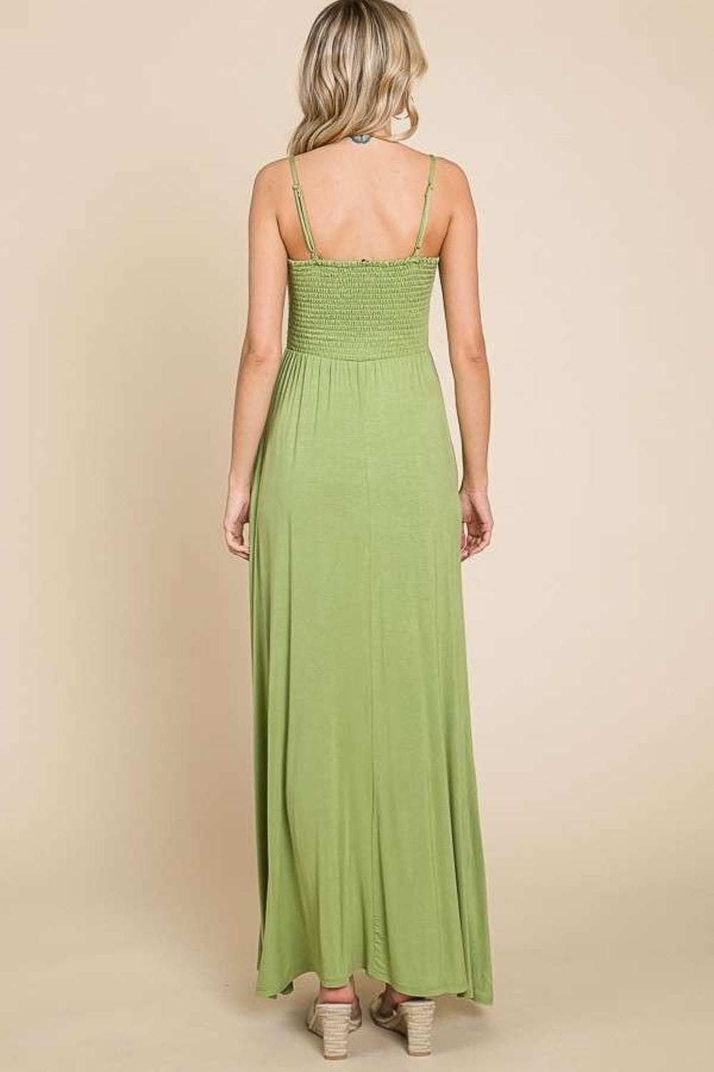 Silken Whisper Smocked Cami Maxi Dress with Pockets