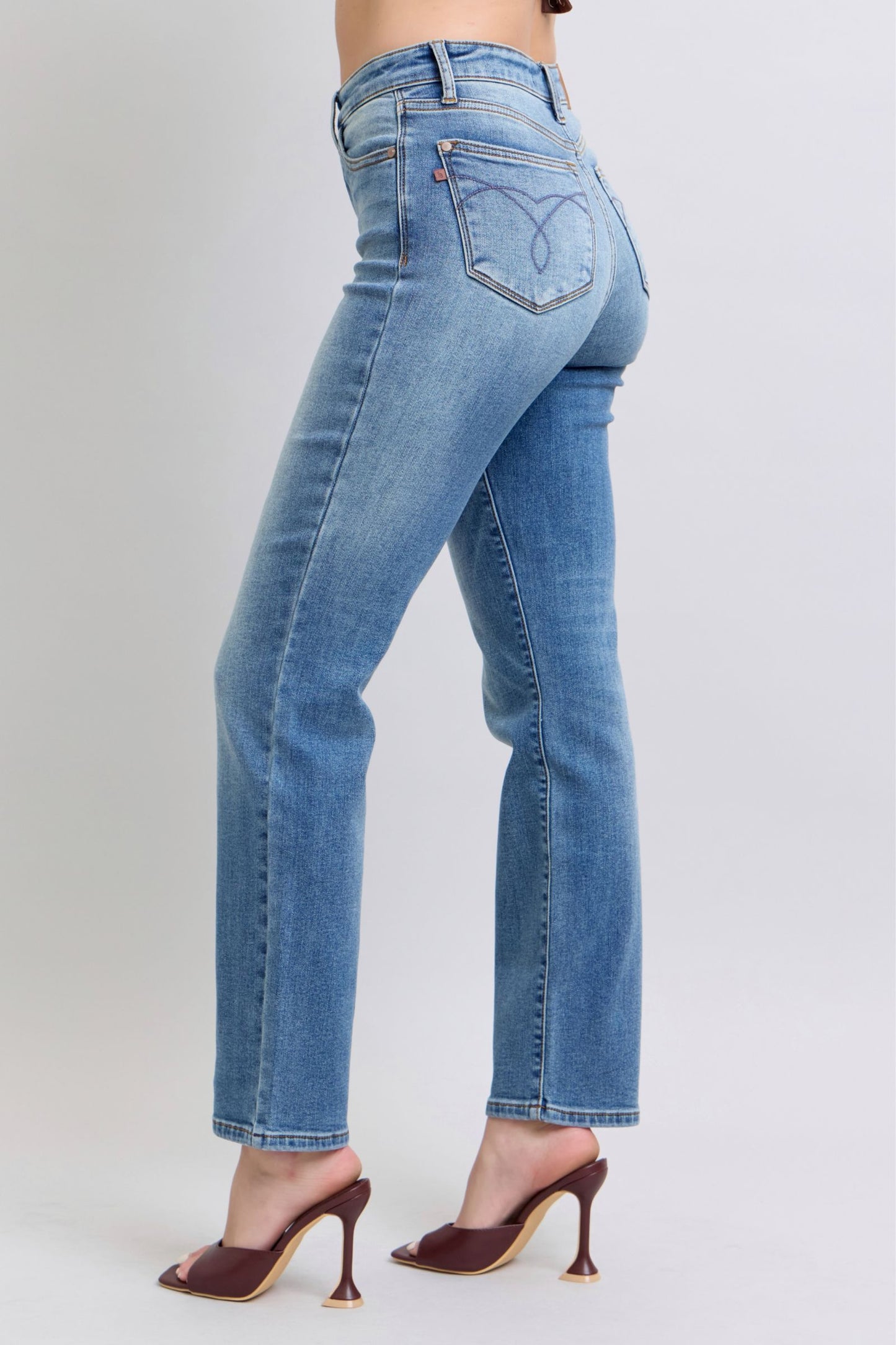 Sansplay Full Size Run Vintage Wash Thermal Straight Jeans