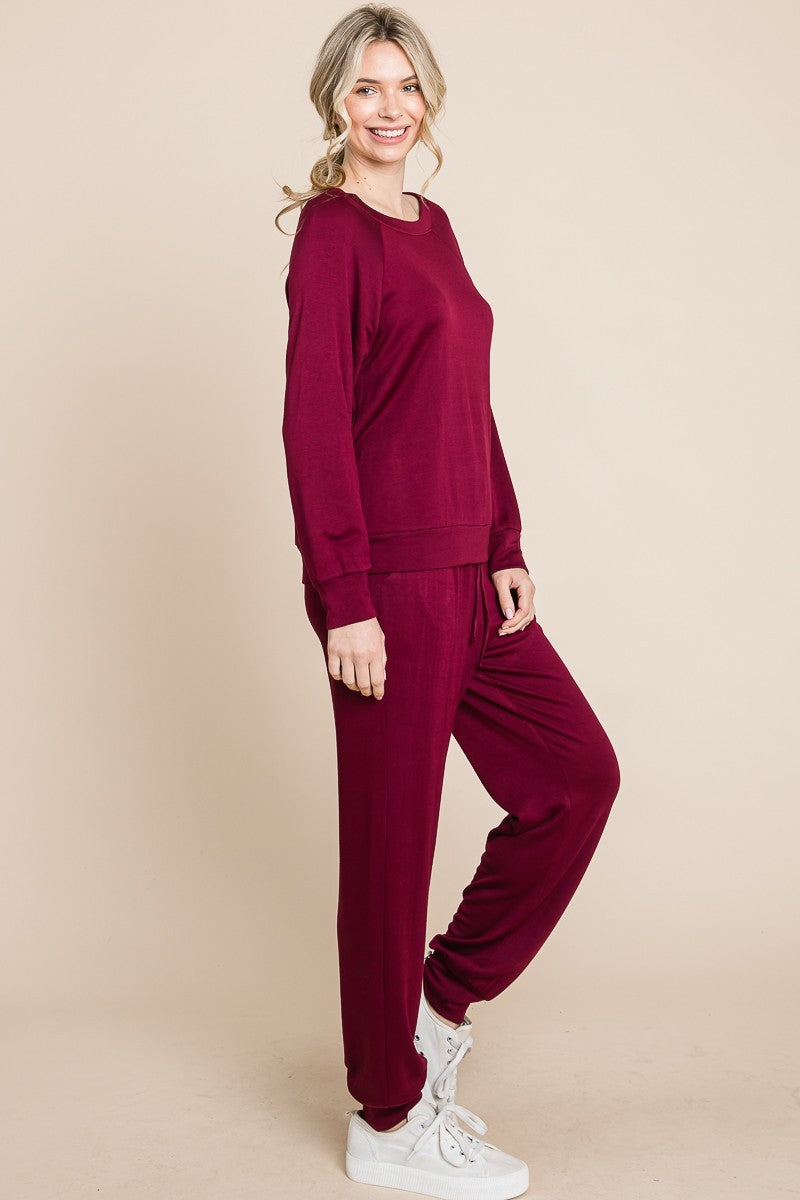 Sansplay The Synchronicity Round Neck Raglan Sleeve Top and Pants Lounge Set