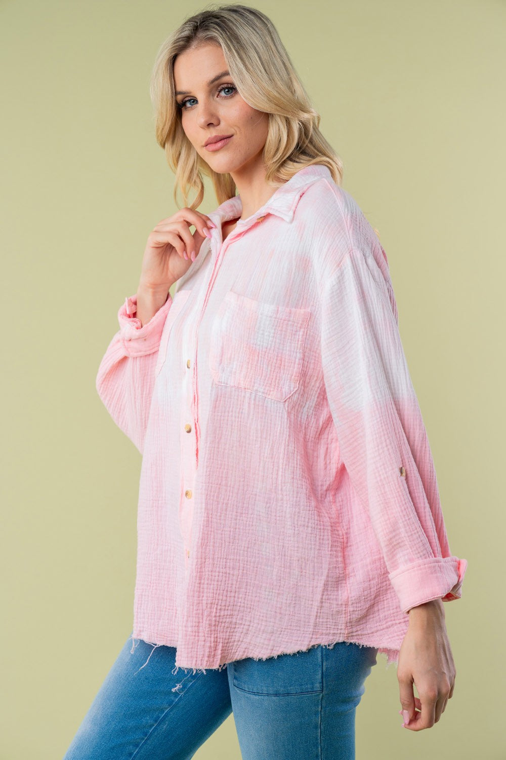 Ethereal Full Size Long Sleeve Tie Dye Shirt