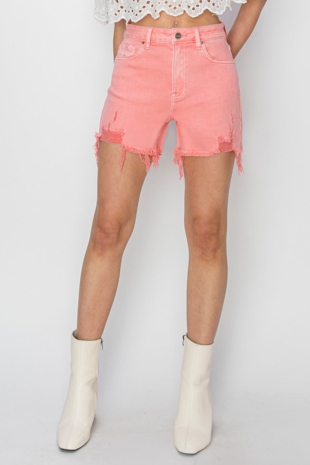 Orange Denim Shorts