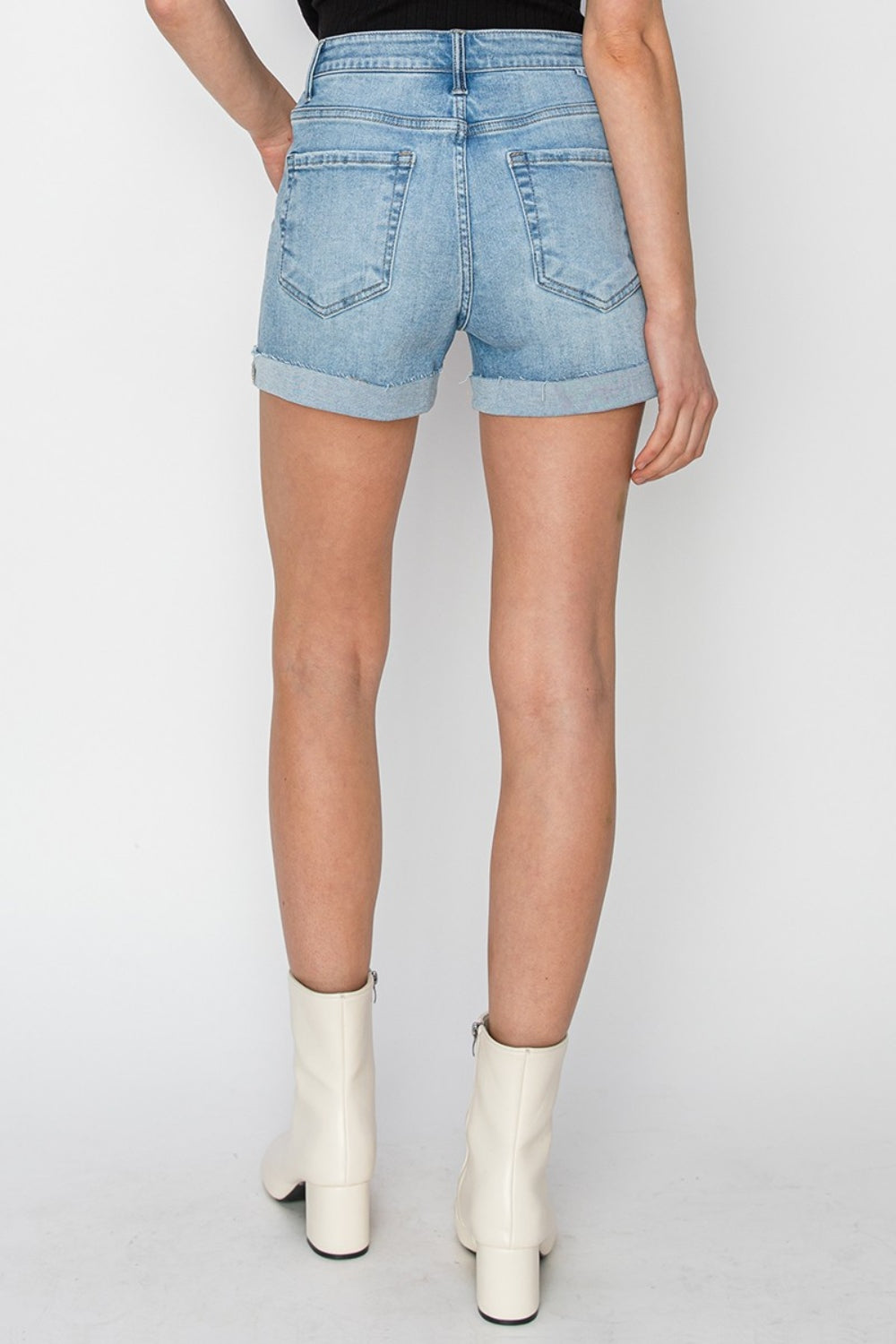 Sapphire Bloom Distressed Mid-Rise Waist Denim Shorts