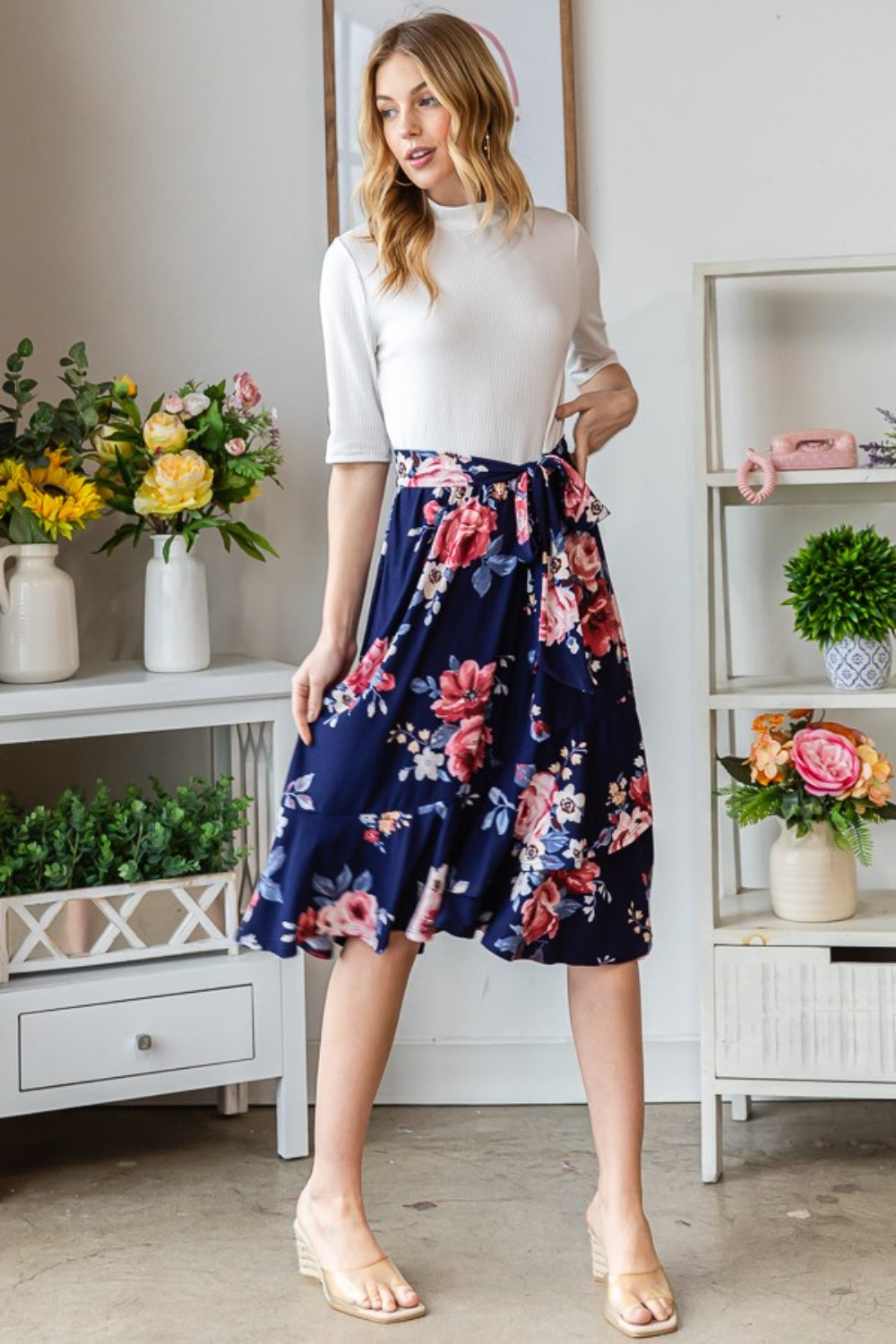 Sansplay Flow Skirt Reborn J Floral Wrap Ruffled Skirt