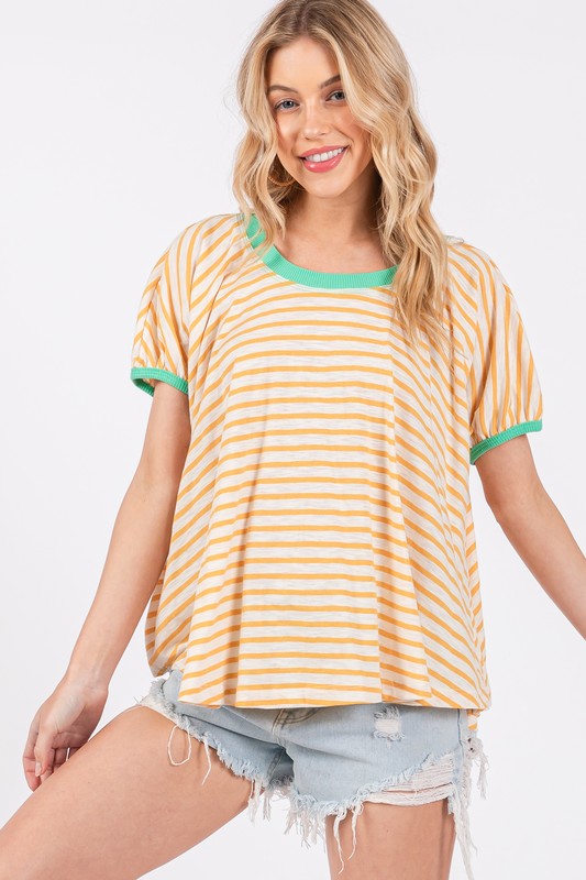 Twirl & Twirl Striped Round Neck Short Sleeve T-Shirt