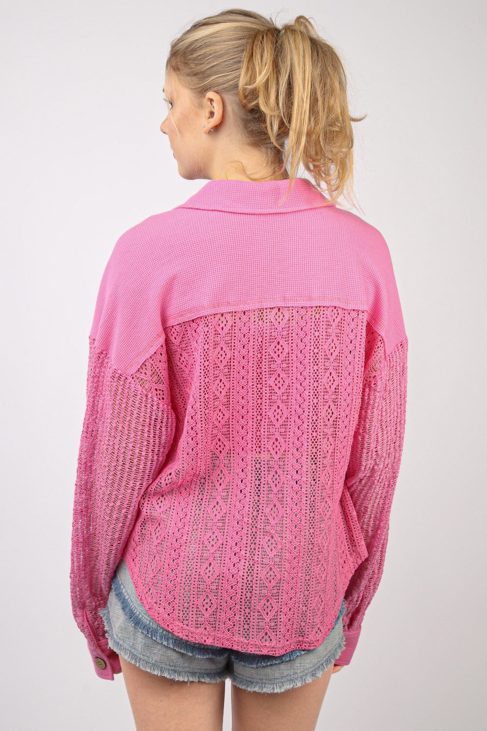 Intrigue Button Up Long Sleeve Lace Shirt