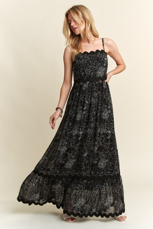 Cupid's Arrow Floral Adjustable Strap Maxi Cami Dress