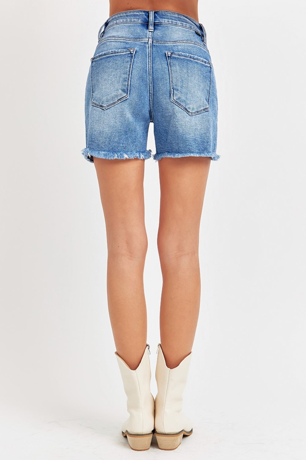 Sansplay Front Slit Raw Hem Denim Shorts