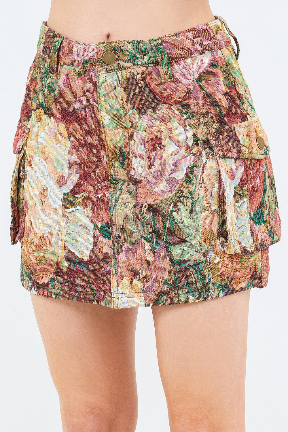 Sansplay Selvedge Jacquard Weave Cargo Pocket Skirt