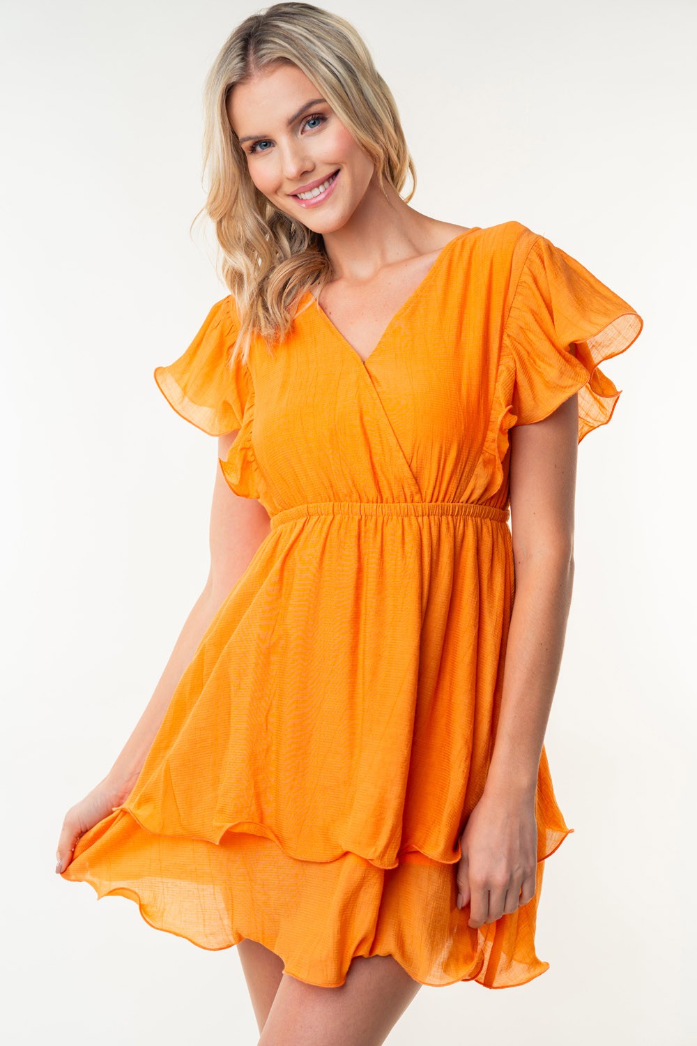 Party wear Short Sleeve Woven Layered Dress