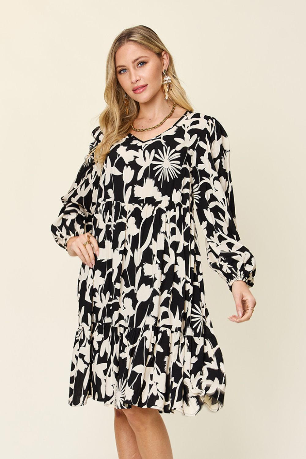 Blissful Minis Printed Ruffle Hem Dress with Pocket