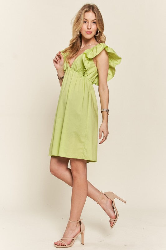Sweet Surrender Smocked Back Ruffled Cap Sleeve Babydoll Dress