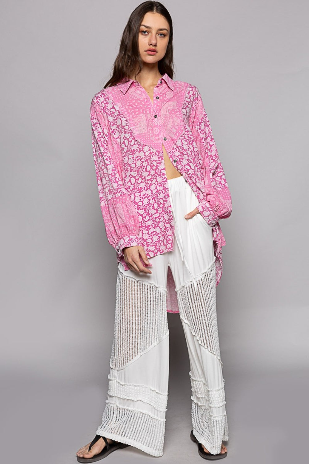 Intrigue Button Down Long Sleeve Paisley Print Shirt