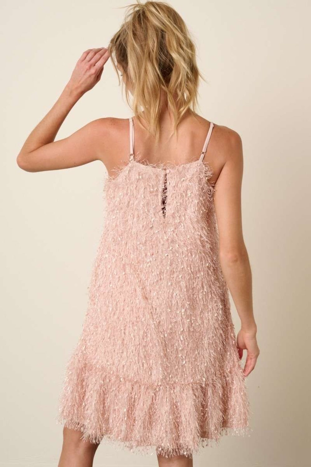 Hand made Feather Ruffle Hem Mini Cami Dress
