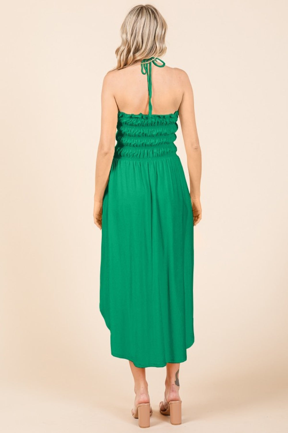 Soulful Silhouettes Tie Back Shirring Dress with Pockets