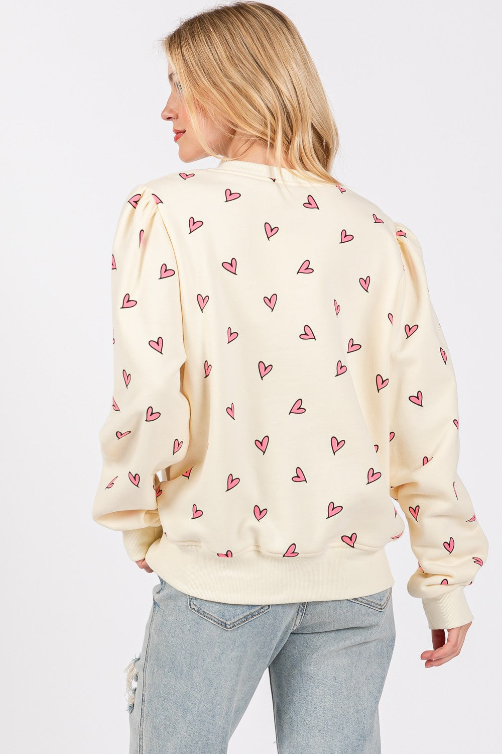 Printed Contrast Long Sleeve Sweatshirt