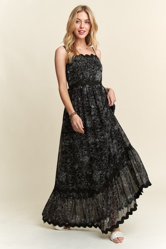 Cupid's Arrow Floral Adjustable Strap Maxi Cami Dress