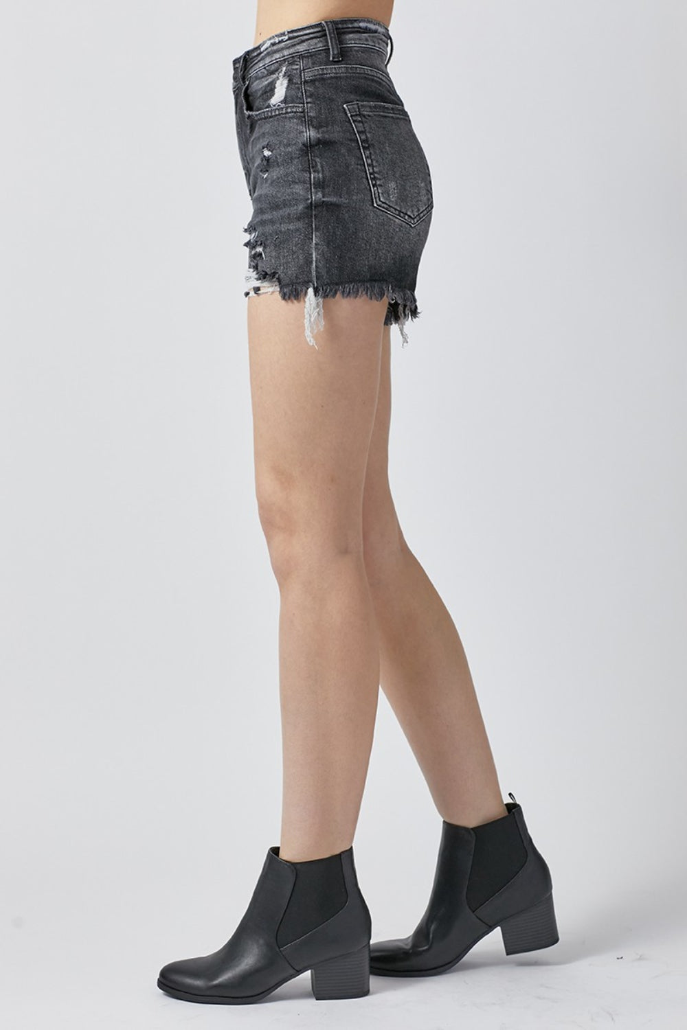 Sapphire Bloom Full Size High Rise Distressed Denim Shorts