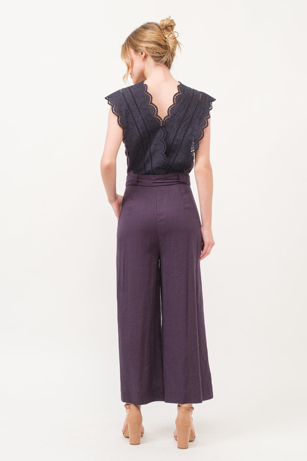 Captivate Event style Laced Surplice Tie Waist Jumpsuit