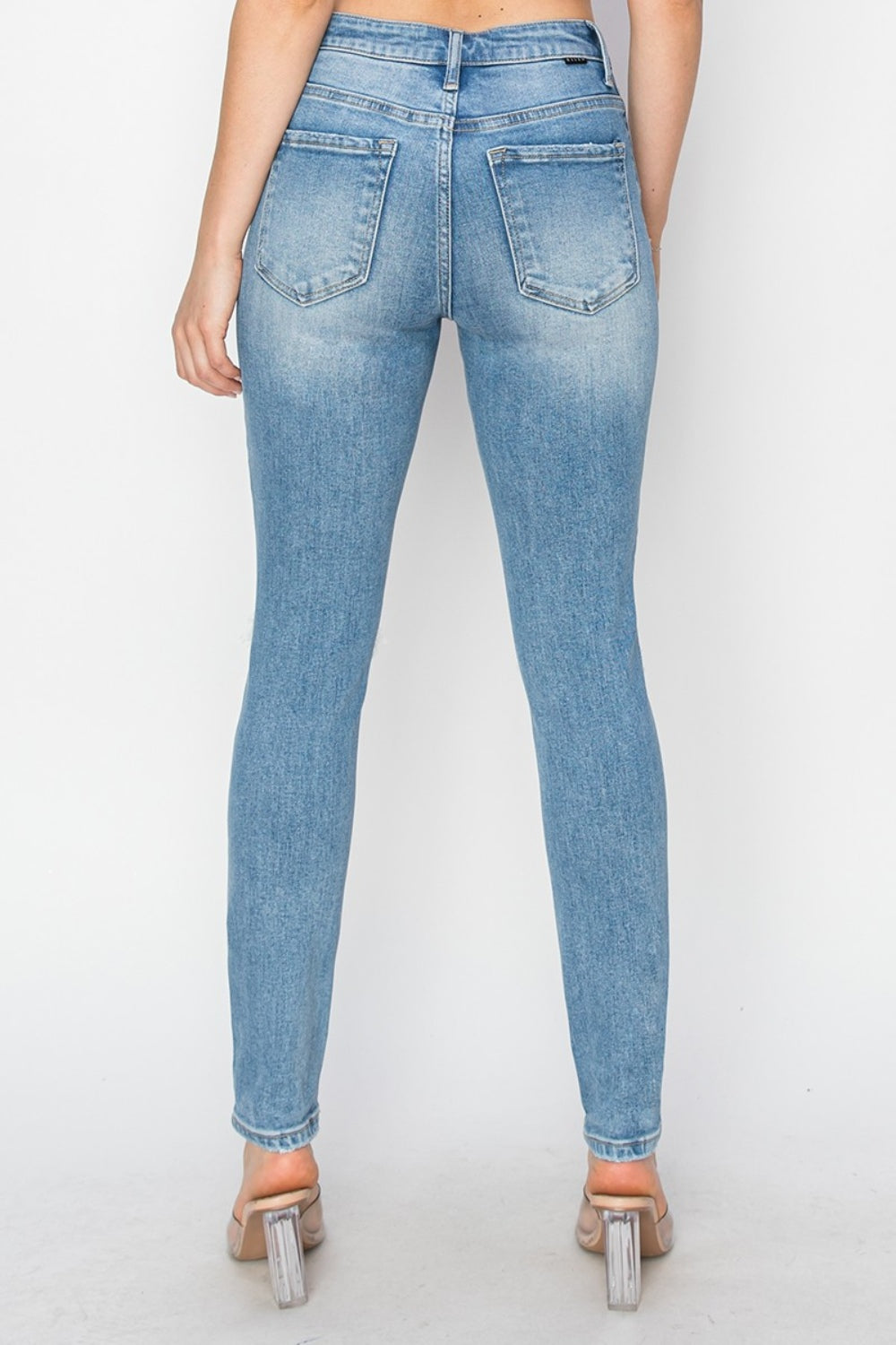 The 1940's Straight High Rise Knee Distressed Skinny Jeans