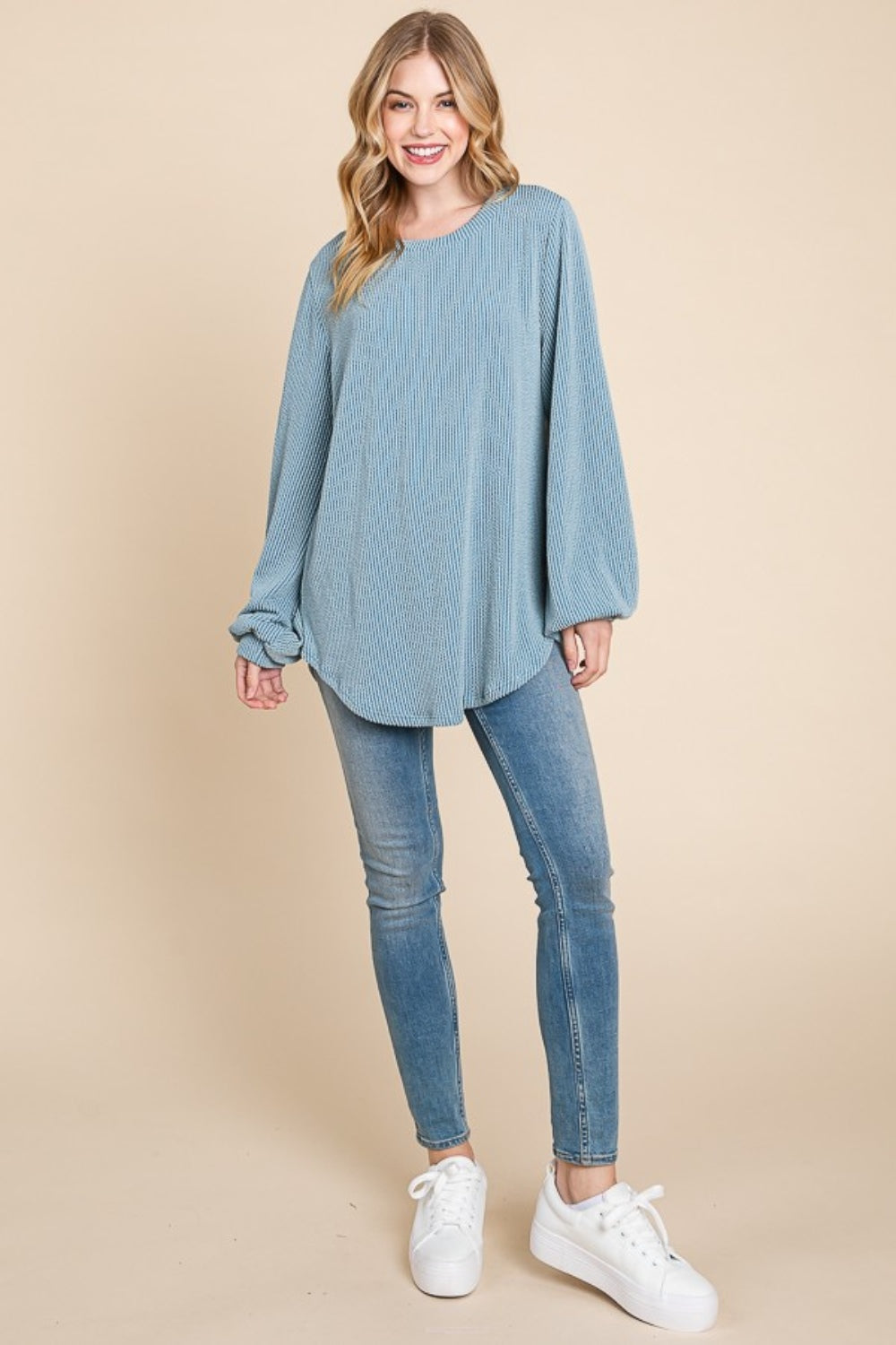 Nomad's Soul Long Sleeve Curved Hem Ribbed T-Shirt