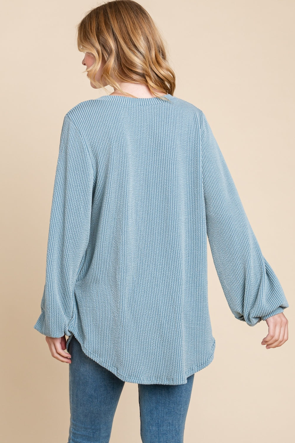 Nomad's Soul Long Sleeve Curved Hem Ribbed T-Shirt