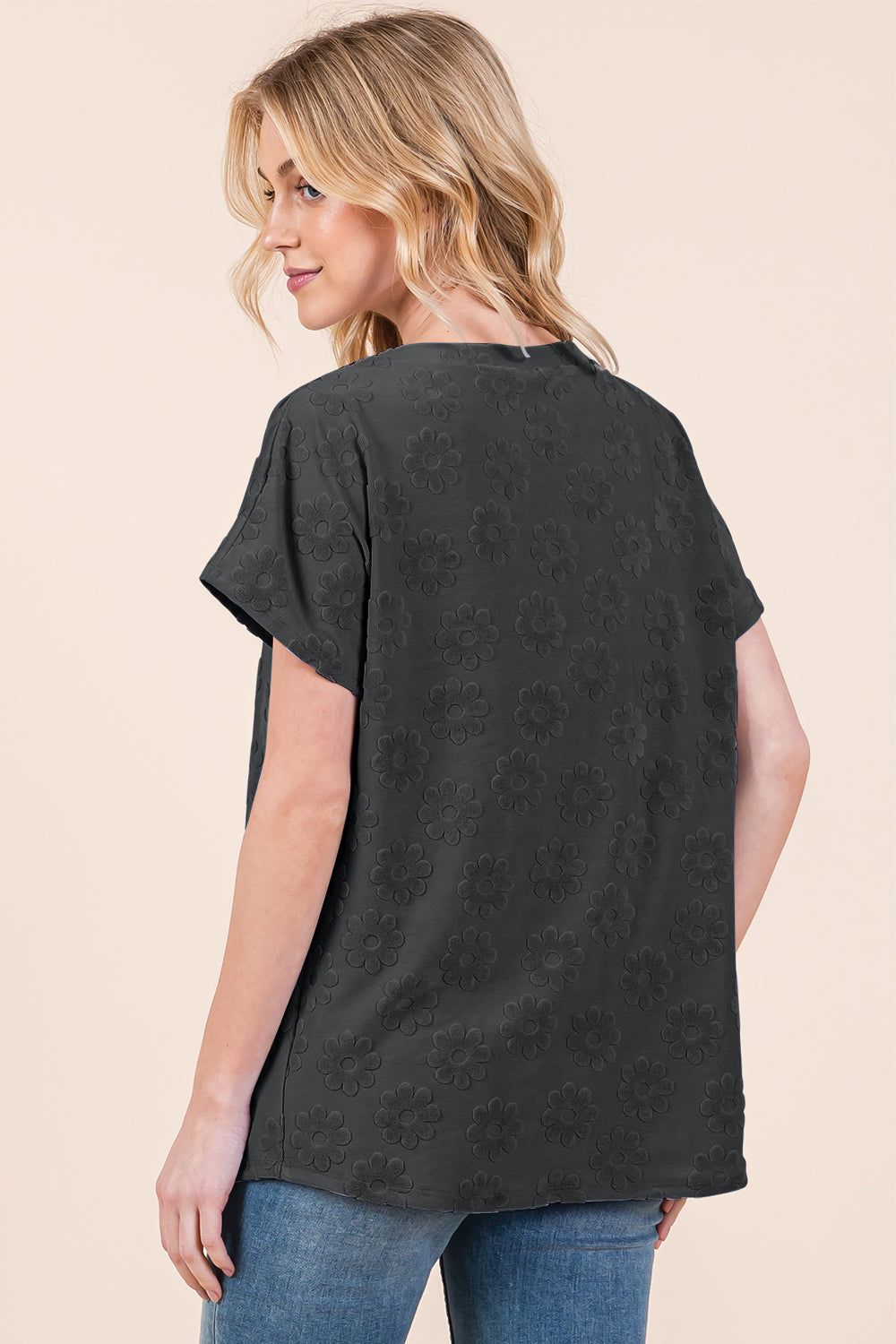 Sans Floral Pattern Short Sleeve T-Shirt