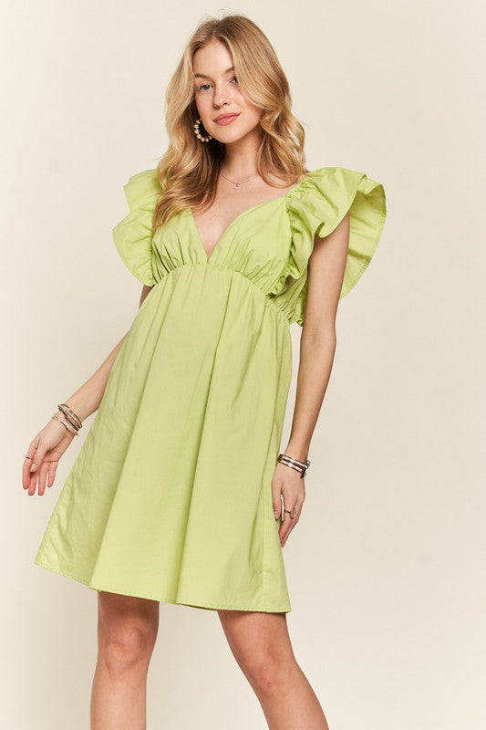Sweet Surrender Smocked Back Ruffled Cap Sleeve Babydoll Dress