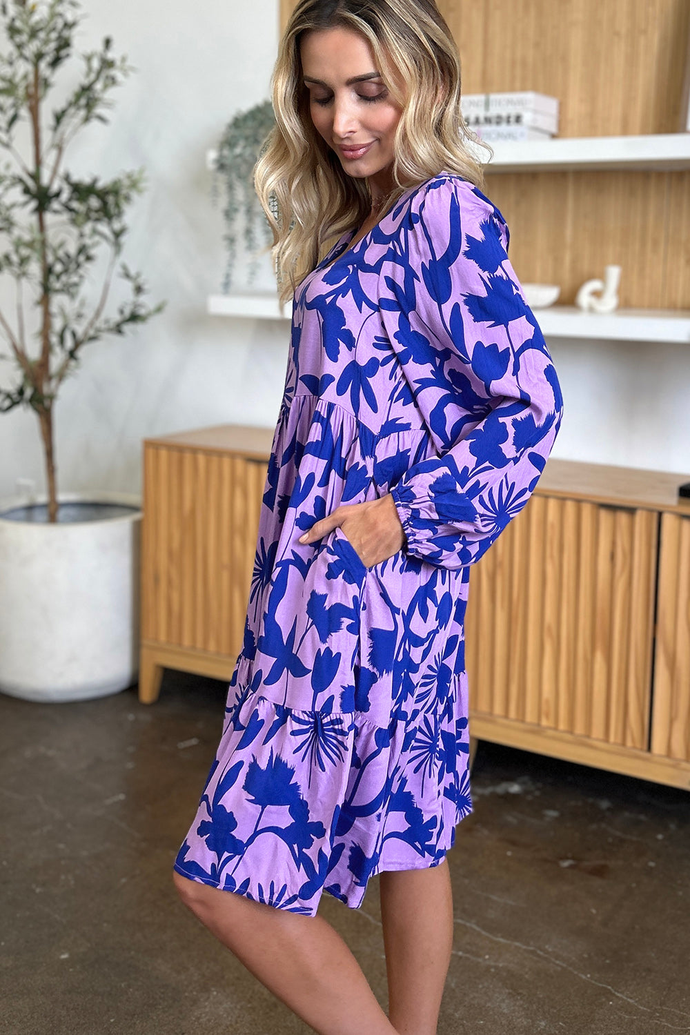 Blissful Minis Printed Ruffle Hem Dress with Pocket