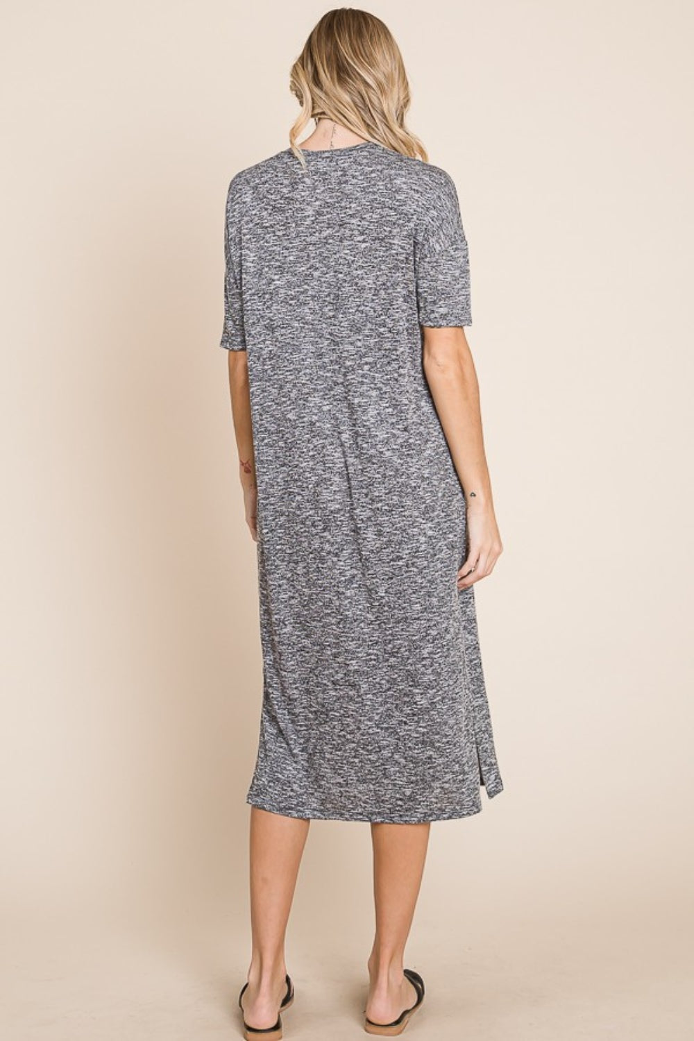 The Seraphina Cocktail Slit Round Neck Half Sleeve Midi Dress