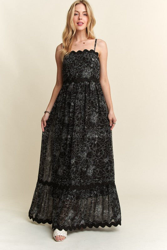 Cupid's Arrow Floral Adjustable Strap Maxi Cami Dress