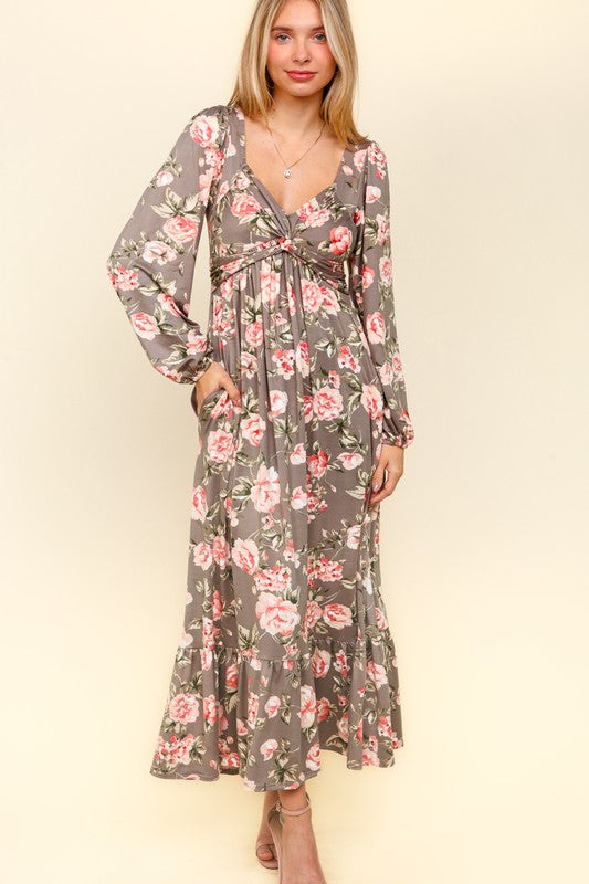 The Artist's Edit Ruffled Hem Floral Dress with Side Pockets