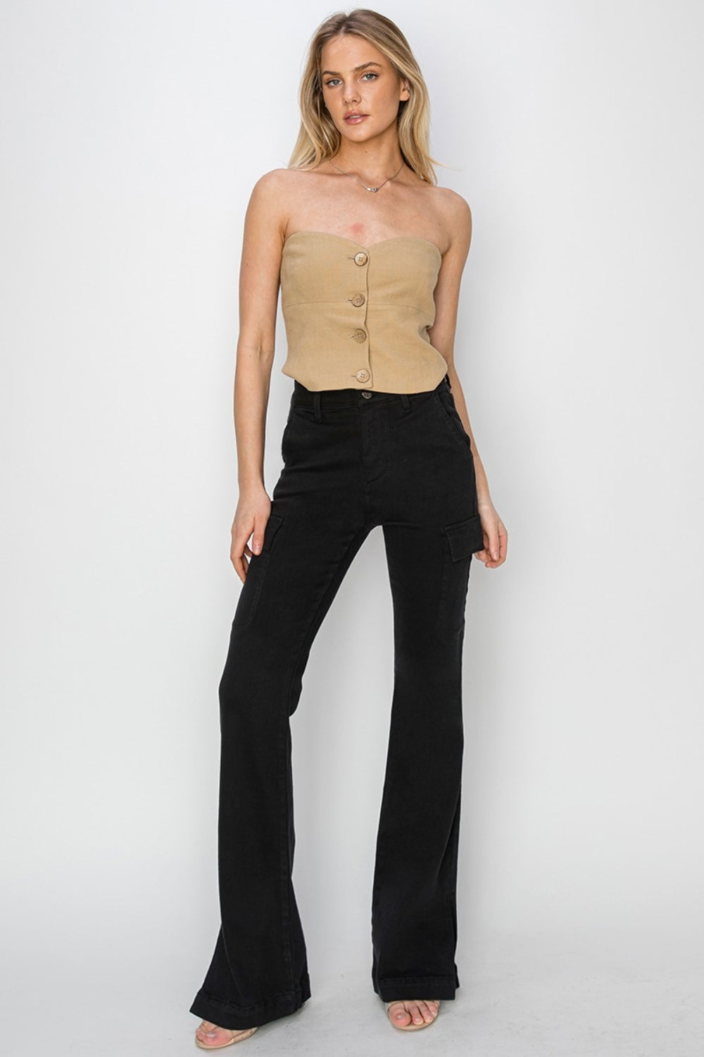 Highly Crafted Side Slit Cargo Bootcut Jeans