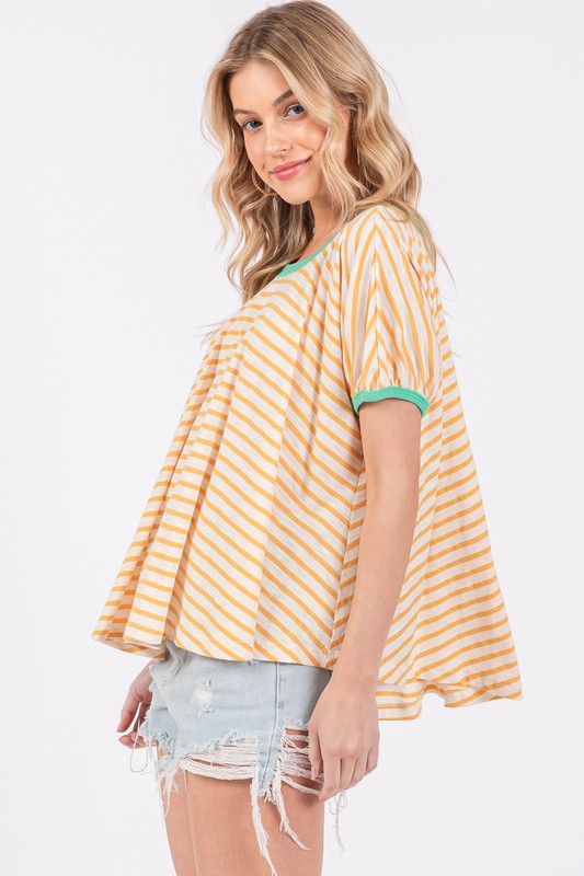 Twirl & Twirl Striped Round Neck Short Sleeve T-Shirt