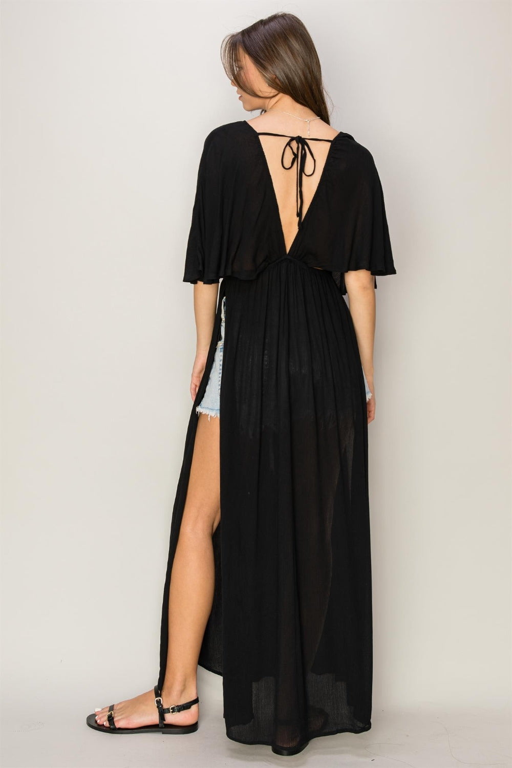 Sansplay Tie Back Maxi Split Cover Up Dress
