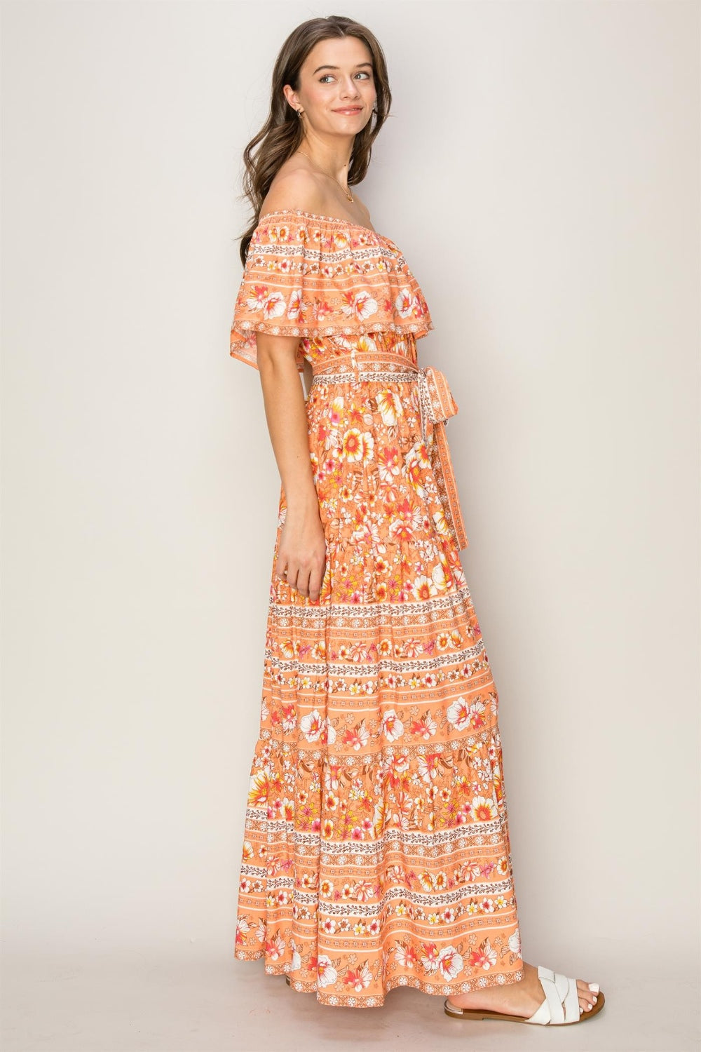 Sansplay Off-Shoulder Tie Front Maxi Dress