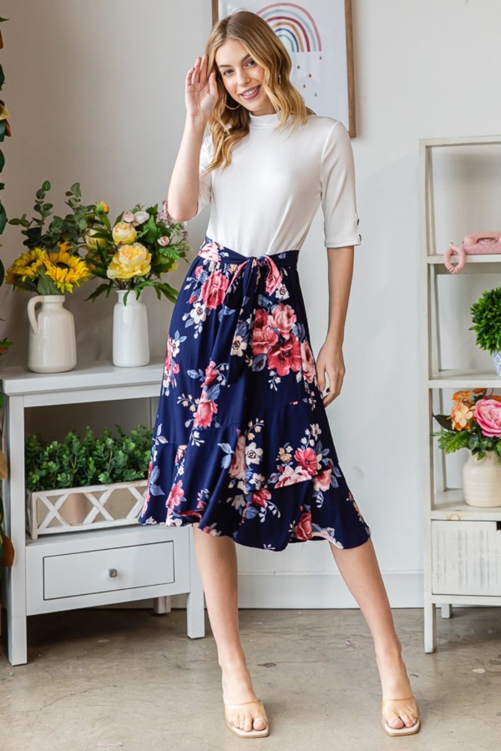 Sansplay Flow Skirt Reborn J Floral Wrap Ruffled Skirt