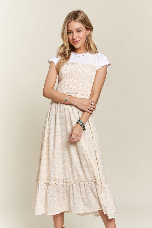 Sweet Surrender Smocked Floral Ruffled Hem Cami Dress