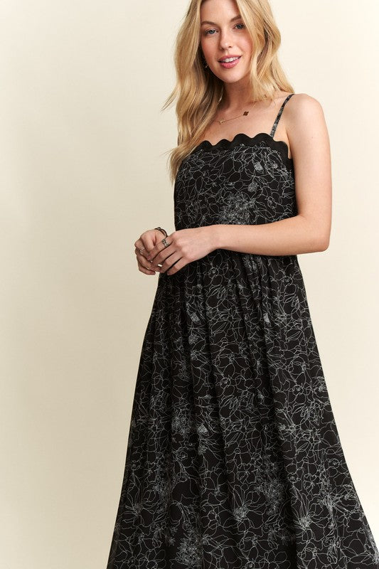 Cupid's Arrow Floral Adjustable Strap Maxi Cami Dress