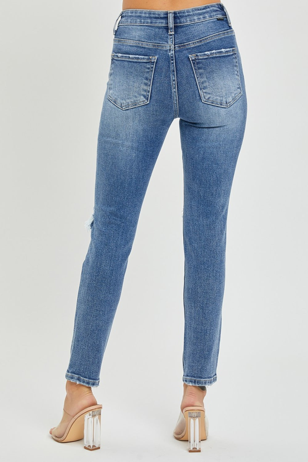 The 1940's Straight High Rise Knee Distressed Skinny Jeans