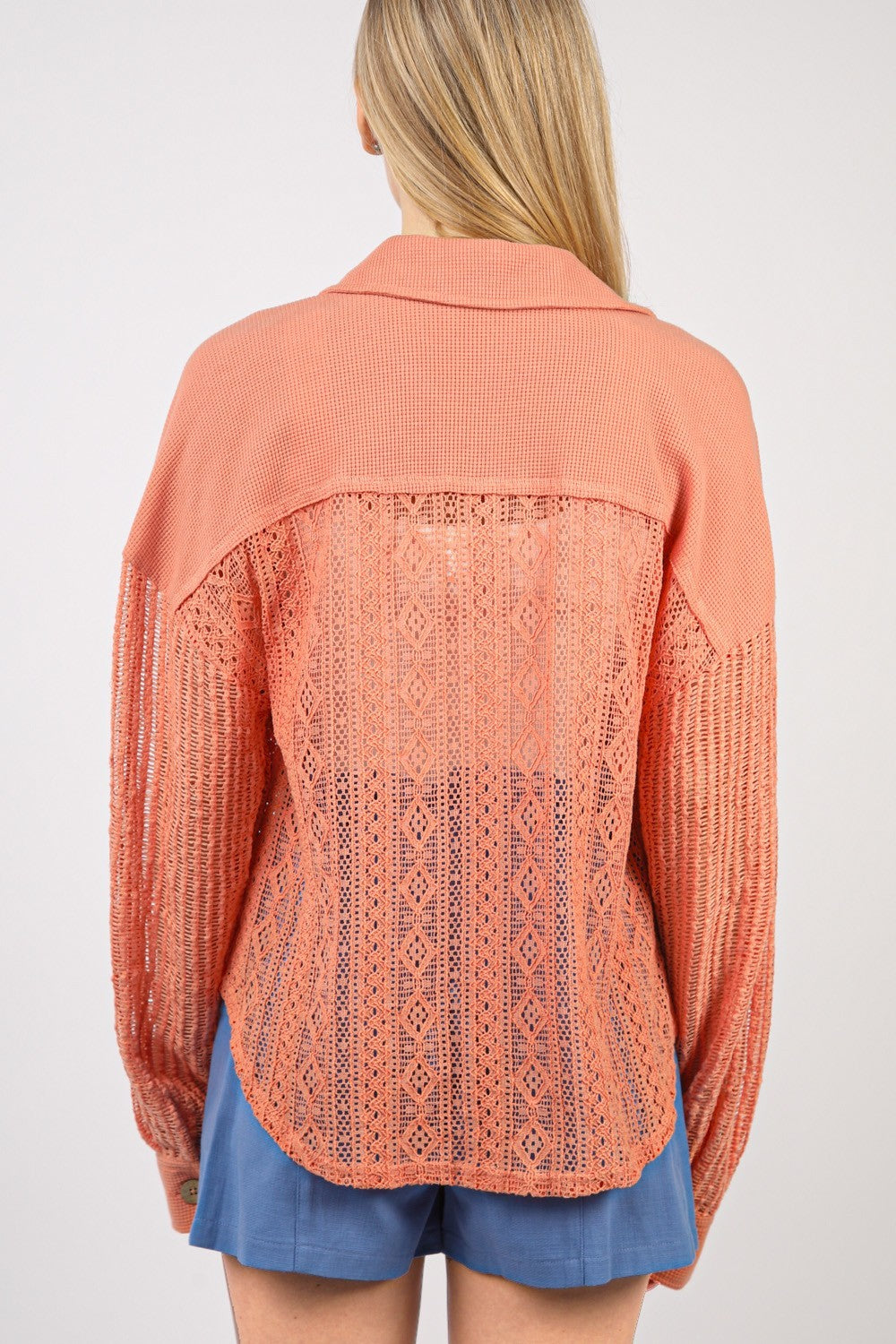 Intrigue Button Up Long Sleeve Lace Shirt