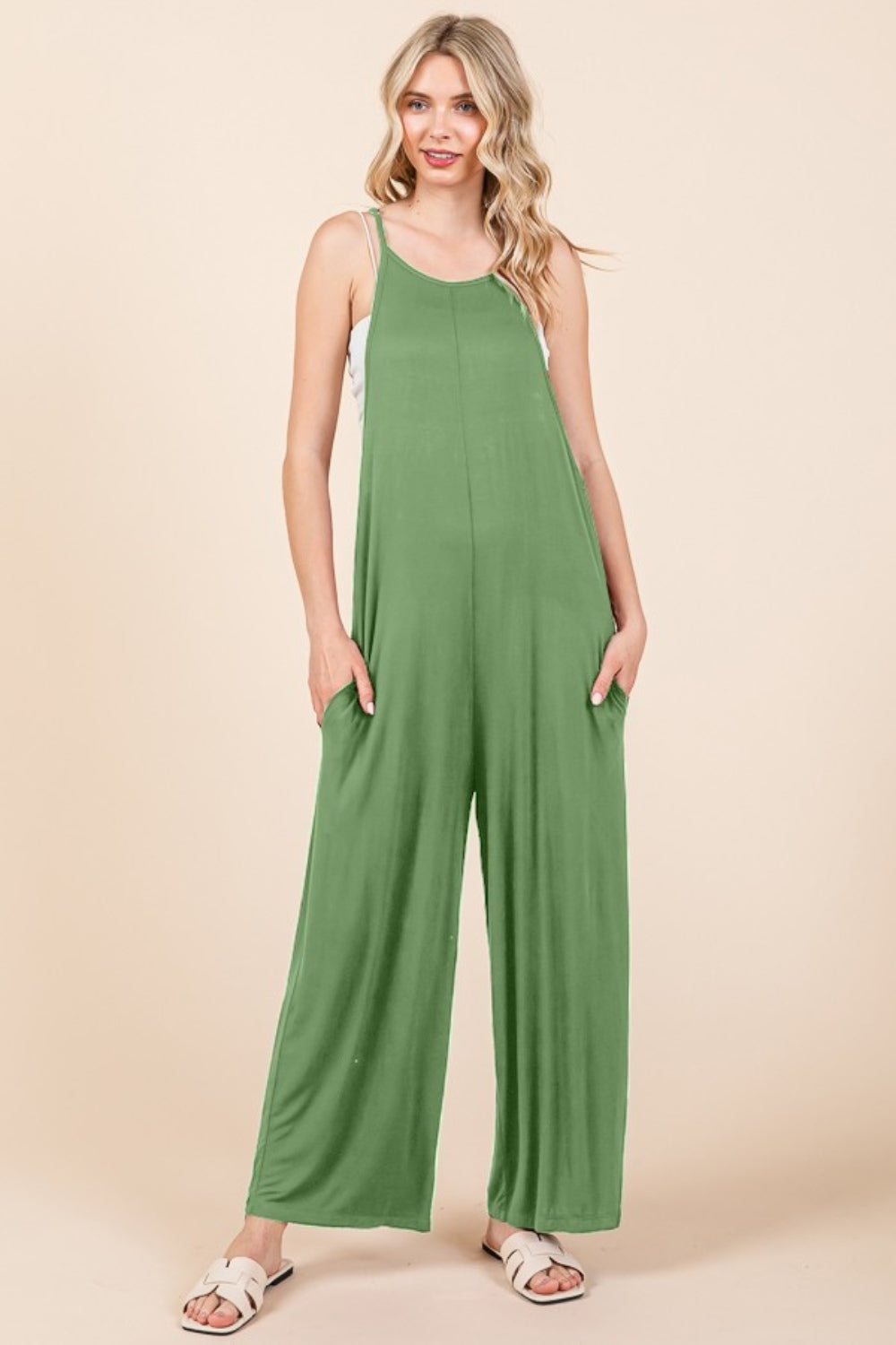 Moodplay Sleeveless Wide Leg Jumpsuit with Pockets