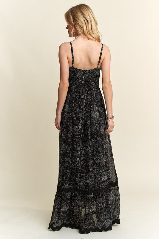Cupid's Arrow Floral Adjustable Strap Maxi Cami Dress