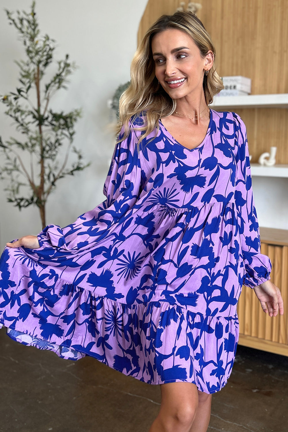 Blissful Minis Printed Ruffle Hem Dress with Pocket
