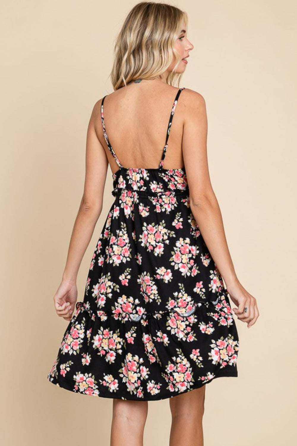 SANS SPECIAL Full Size Floral Frill Cami Dress