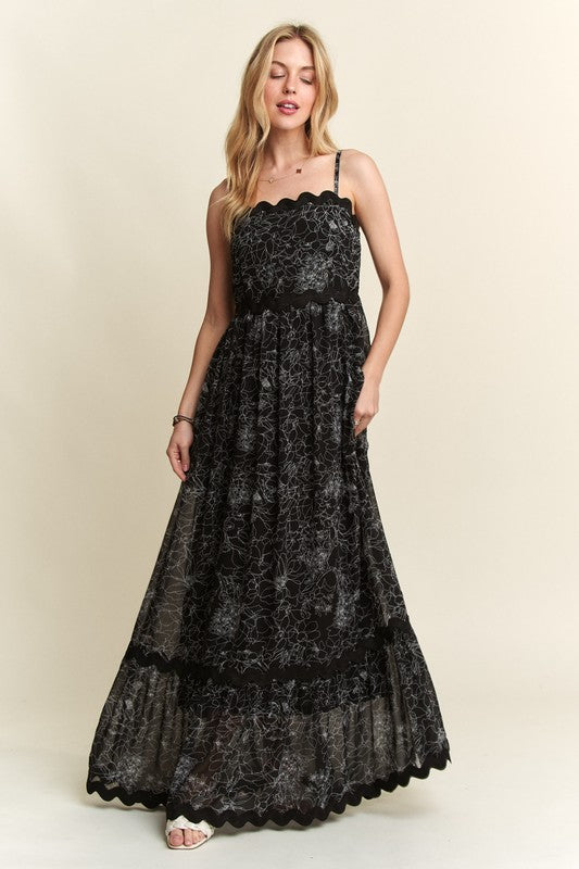 Cupid's Arrow Floral Adjustable Strap Maxi Cami Dress