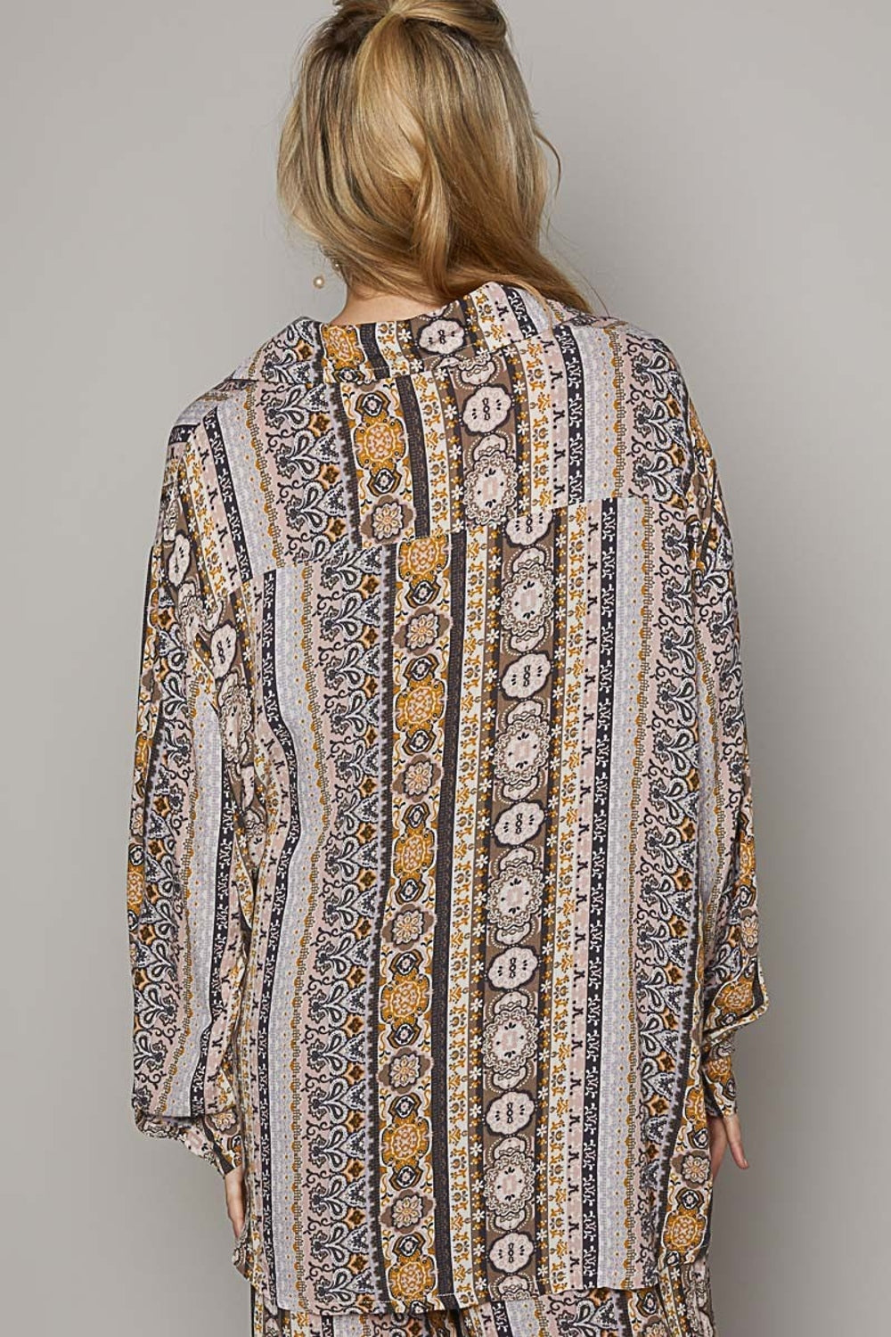 Solace Long Sleeve Button Down Printed Shirt