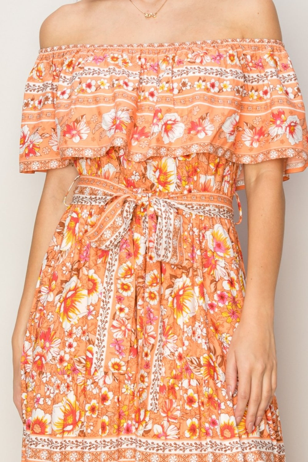Sansplay Off-Shoulder Tie Front Maxi Dress