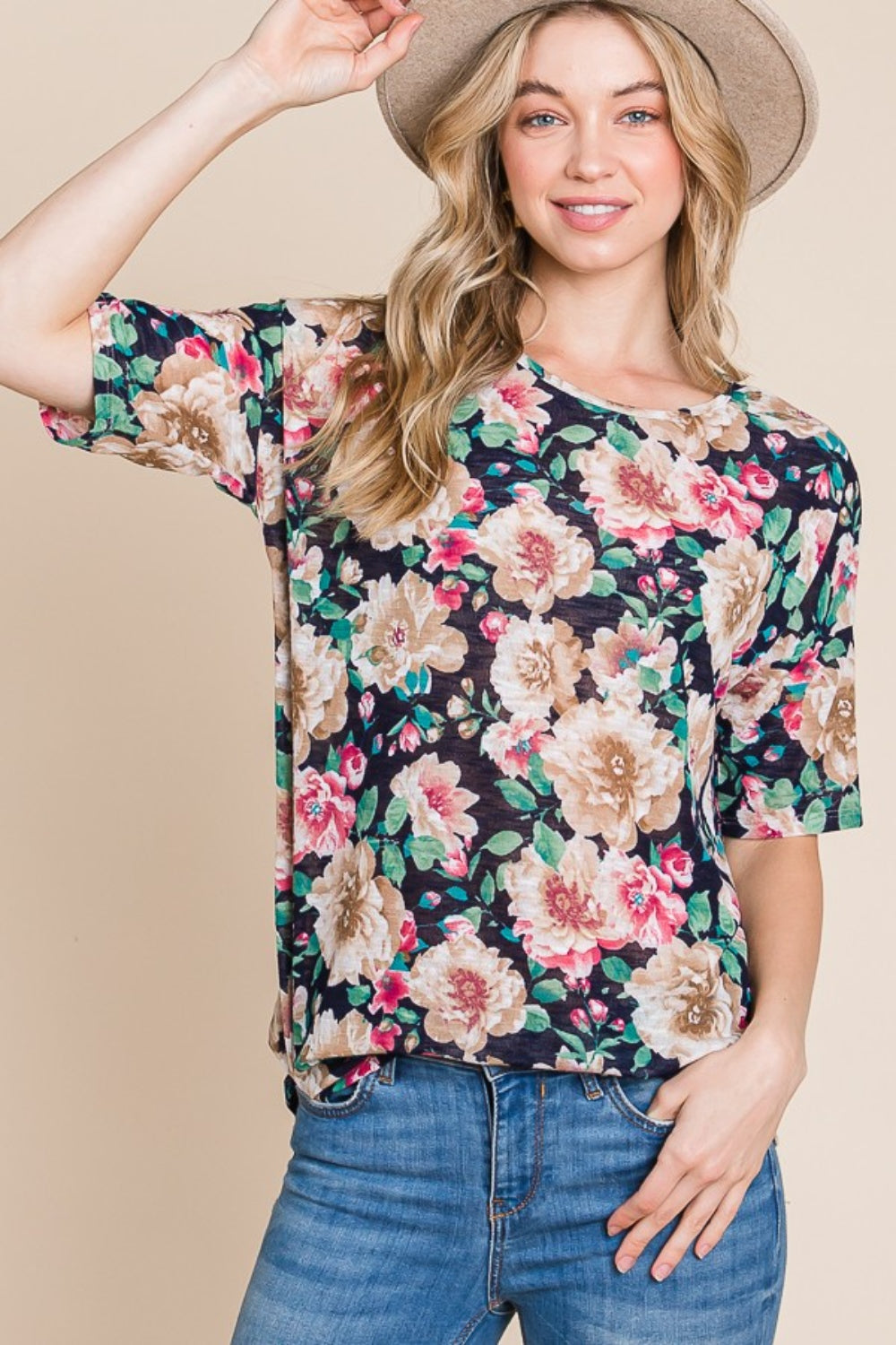 The Treasured Floral Round Neck T-Shirt