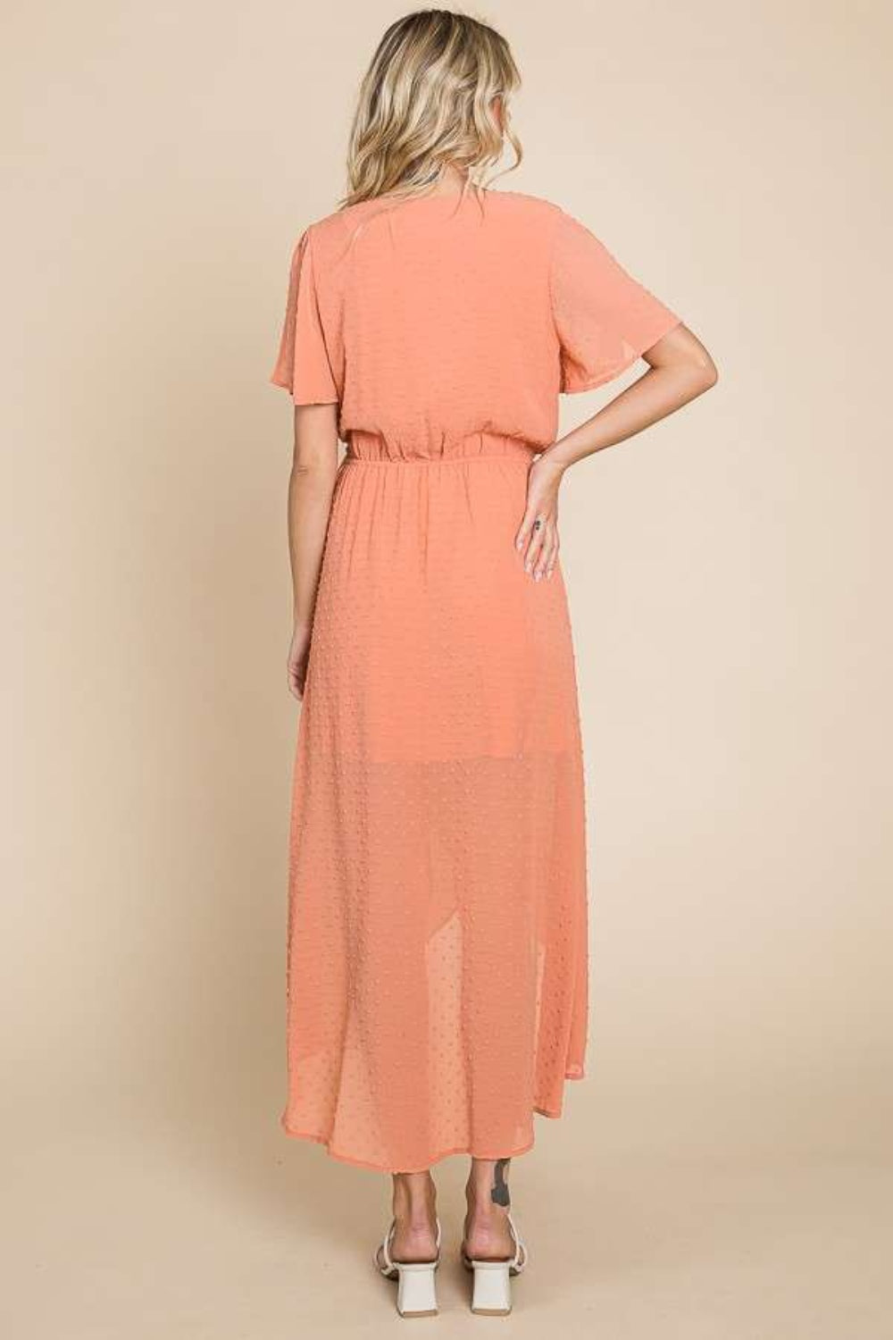 Sansplay Studio Mini Swiss Dot Tied Slit Short Sleeve Dress