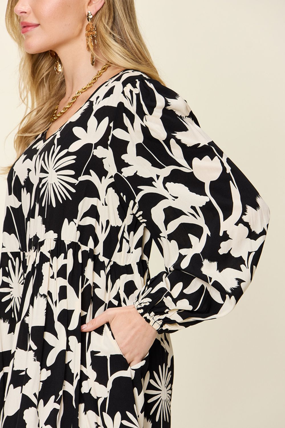 Blissful Minis Printed Ruffle Hem Dress with Pocket